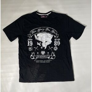 Akoo Tshirt XL Black Tee "Run Young One Run" Hunting Fox Vintage Y2K
